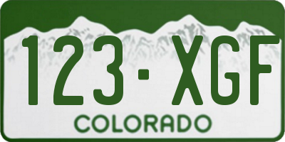 CO license plate 123XGF