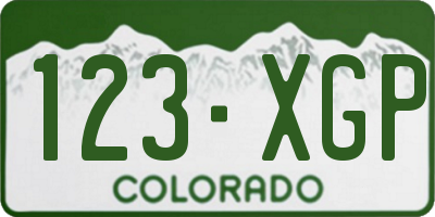 CO license plate 123XGP