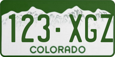 CO license plate 123XGZ