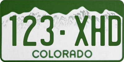 CO license plate 123XHD