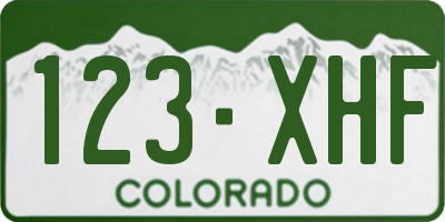 CO license plate 123XHF