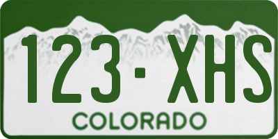 CO license plate 123XHS