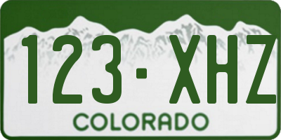 CO license plate 123XHZ