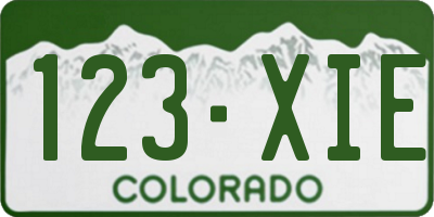 CO license plate 123XIE