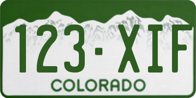 CO license plate 123XIF