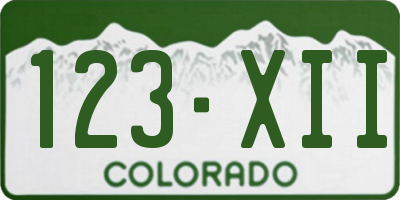 CO license plate 123XII