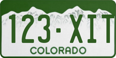 CO license plate 123XIT