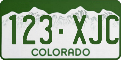 CO license plate 123XJC