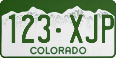 CO license plate 123XJP