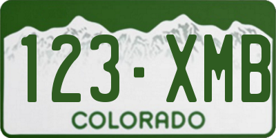 CO license plate 123XMB