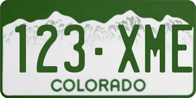 CO license plate 123XME