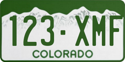 CO license plate 123XMF