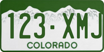 CO license plate 123XMJ