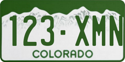 CO license plate 123XMN