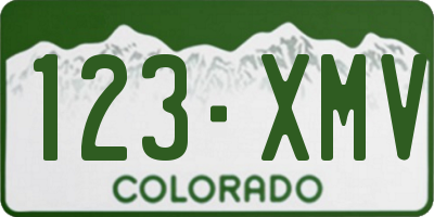 CO license plate 123XMV