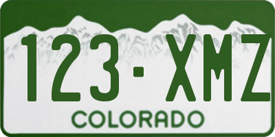 CO license plate 123XMZ
