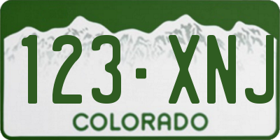 CO license plate 123XNJ