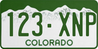 CO license plate 123XNP