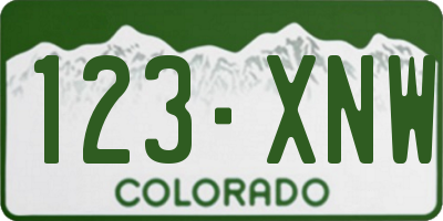 CO license plate 123XNW
