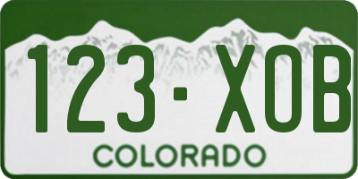 CO license plate 123XOB
