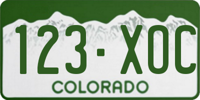 CO license plate 123XOC
