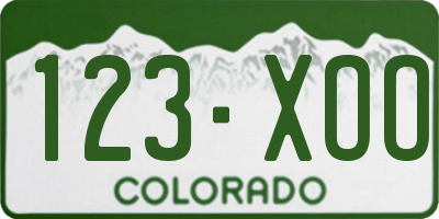 CO license plate 123XOO