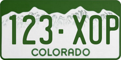 CO license plate 123XOP