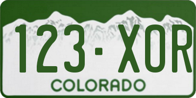 CO license plate 123XOR