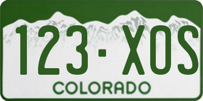 CO license plate 123XOS