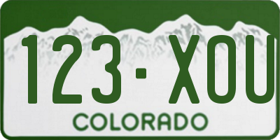 CO license plate 123XOU