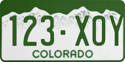 CO license plate 123XOY