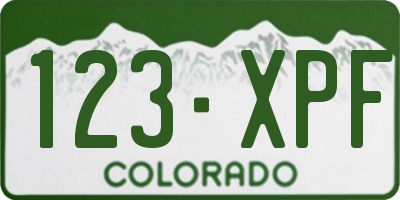 CO license plate 123XPF