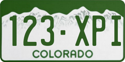 CO license plate 123XPI