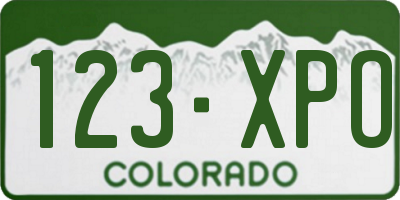 CO license plate 123XPO
