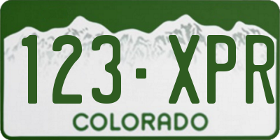 CO license plate 123XPR