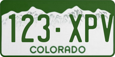 CO license plate 123XPV