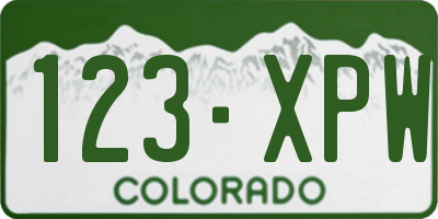 CO license plate 123XPW