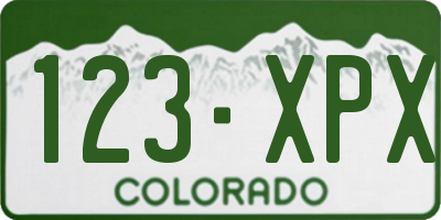CO license plate 123XPX