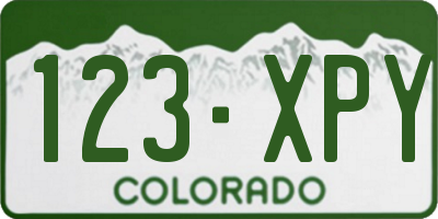 CO license plate 123XPY