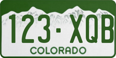 CO license plate 123XQB