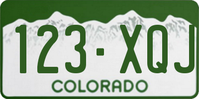 CO license plate 123XQJ