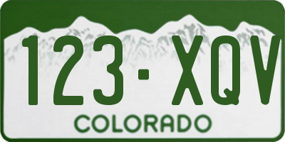 CO license plate 123XQV