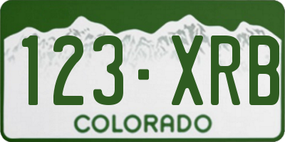 CO license plate 123XRB