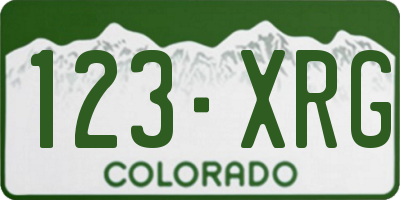 CO license plate 123XRG