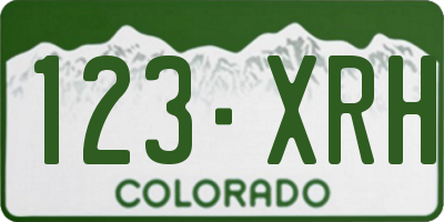 CO license plate 123XRH