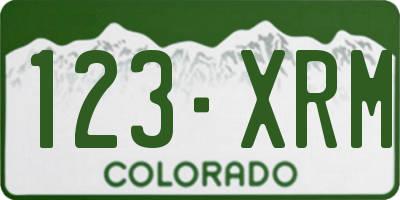 CO license plate 123XRM