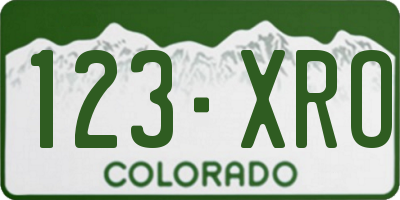 CO license plate 123XRO