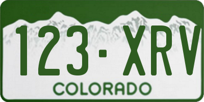 CO license plate 123XRV