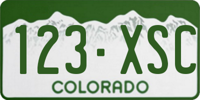 CO license plate 123XSC