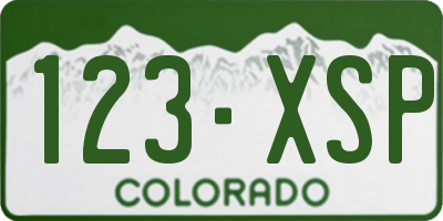 CO license plate 123XSP